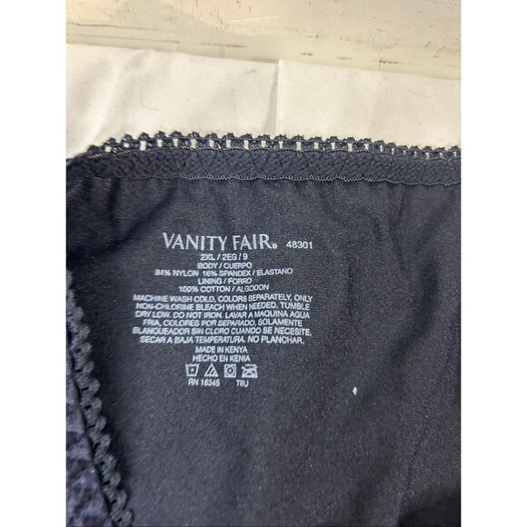 Vanity Fair high cut nylon briefs black panties size 9 xxl new #48301 - Picture 3 of 5